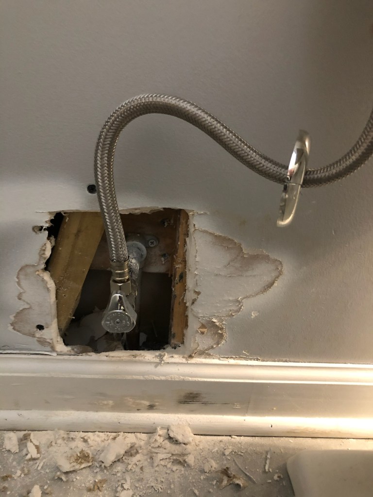 Water leak drywall removal